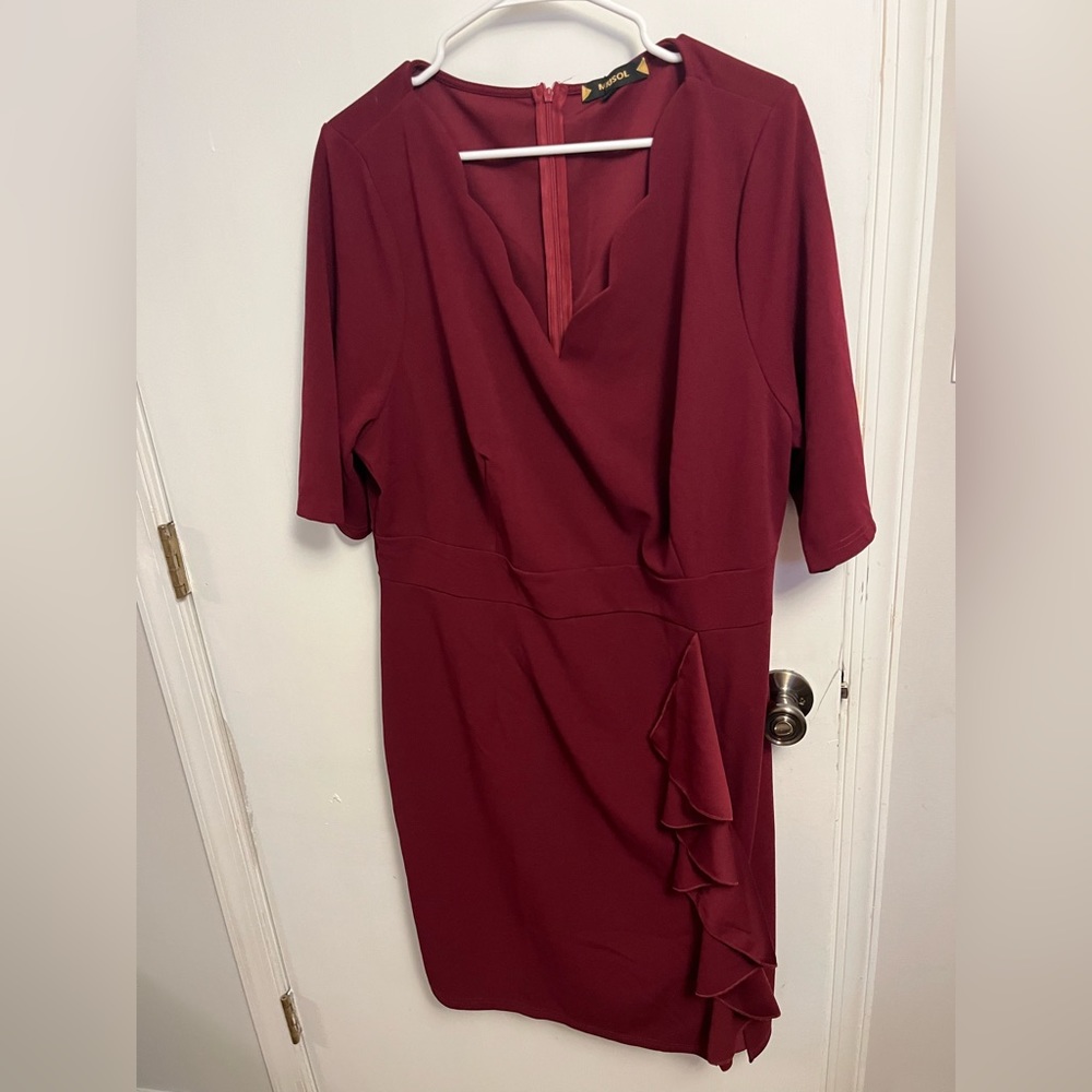 SHEIN 4X Maroon Dress